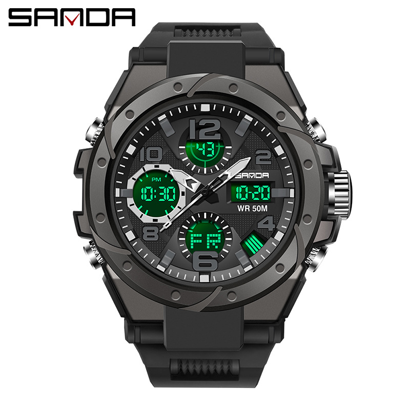 Reloj electrónico de los hombres personalizados de moda deportes al aire libre impermeable reloj luminoso LED multifuncional reloj de estudiante Masculino