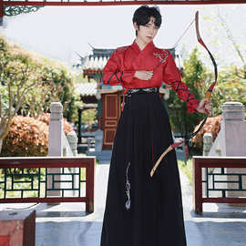 原创国风游龙绣花汉服男加大码炸街国风侣CP武侠风男女同款套装