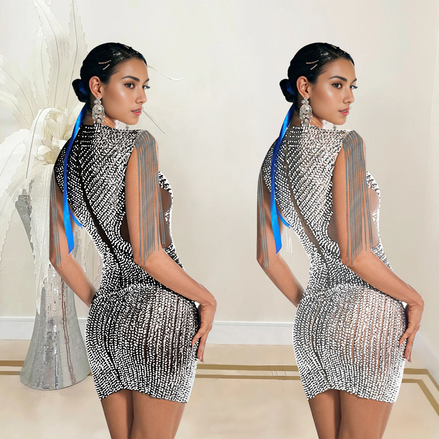 C7020 Aliexpress transfronterizo Amazon estación independiente de moda europea y americana vestidos sin mangas de perforación caliente nuevos image 3