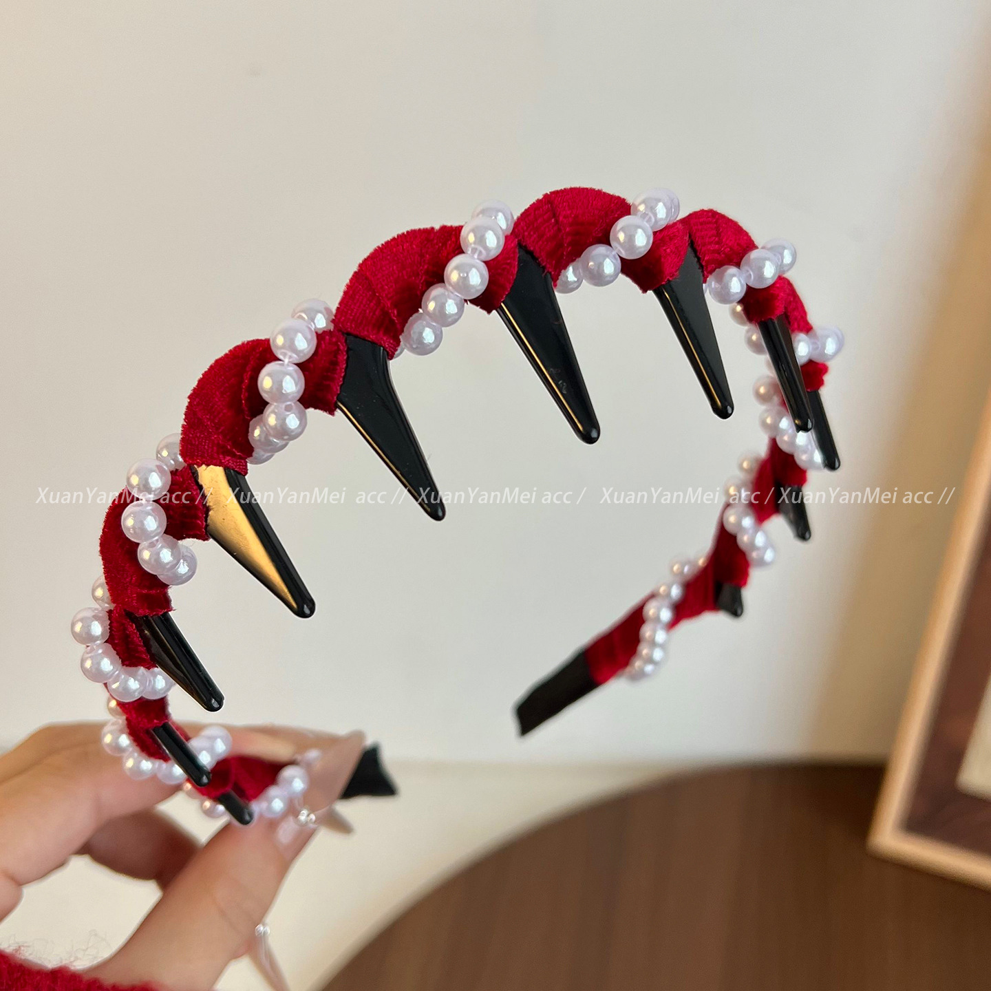 Red velvet beads