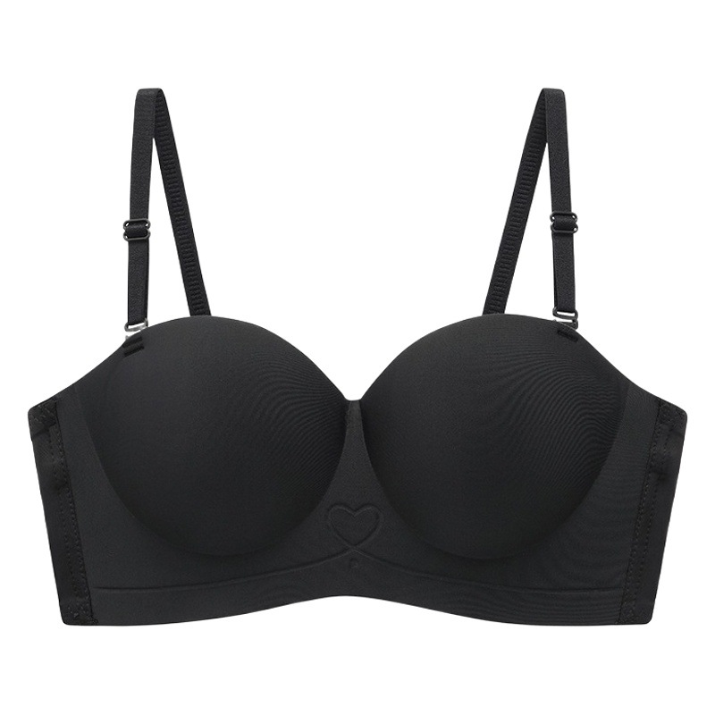 La media taza de la ropa interior de las mujeres pequeño cofre cómodo empuja hacia arriba grande sin anillo de acero pecho sujetador sin costuras de la piel