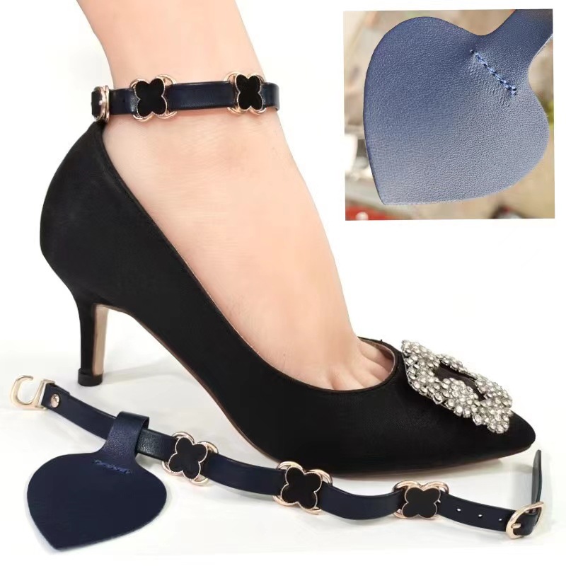 Leather surface, navy blue [four-leaf buckle] + heel sticker