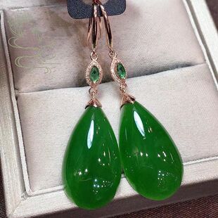 Natural Jasper Water Drop Earrings for Women, Hetian Jade Sterling Silver Inlaid with Safflower Ear Hooks, Exquisite and Generous Jade Earrings