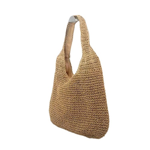 New double shoulder strap women's shoulder bag crochet knitted bag European and American style fashion trend women's bag straw bag