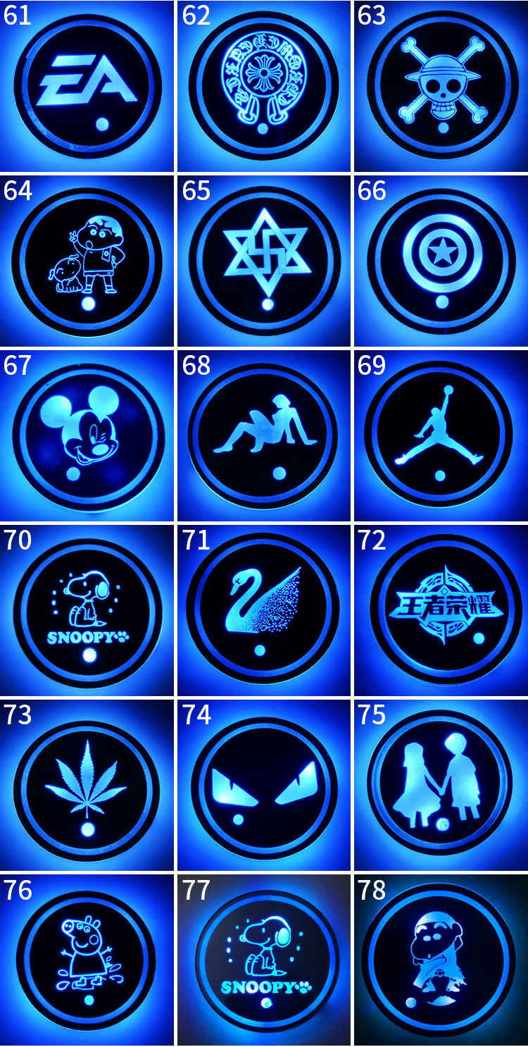 Car Led Luminous Coaster, Colorful Coaster, Car Atmosphere Light, Solar USB Charging, Anti-Slip Coaster