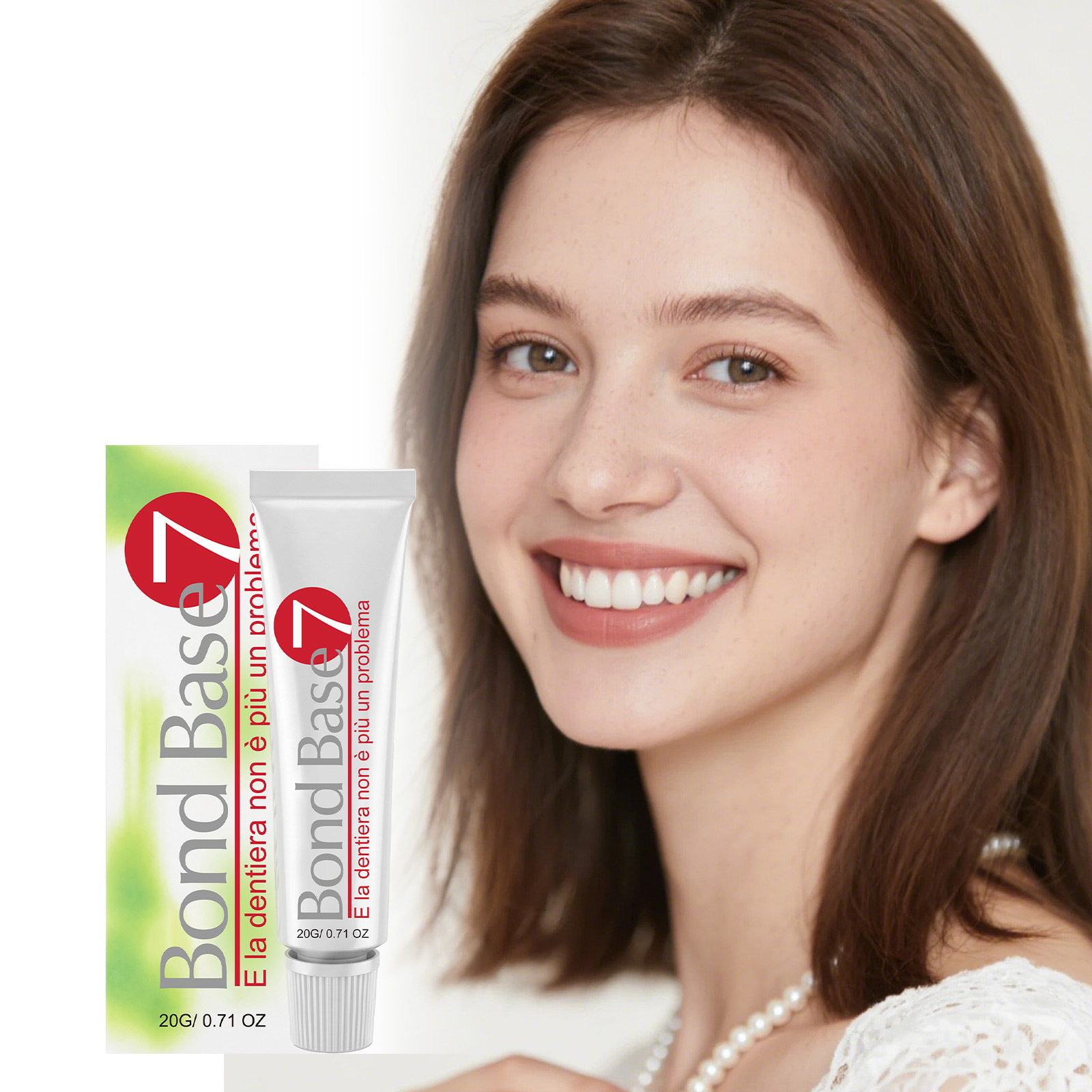 Denture adhesive   Secures teeth for a natural fit, comfort, and aesthetic appeal, providing daily care for dentures