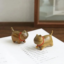 绿檀木雕小萌猫摆件卡通木制工艺品可爱小猫生活茶玩匠心工艺木雕