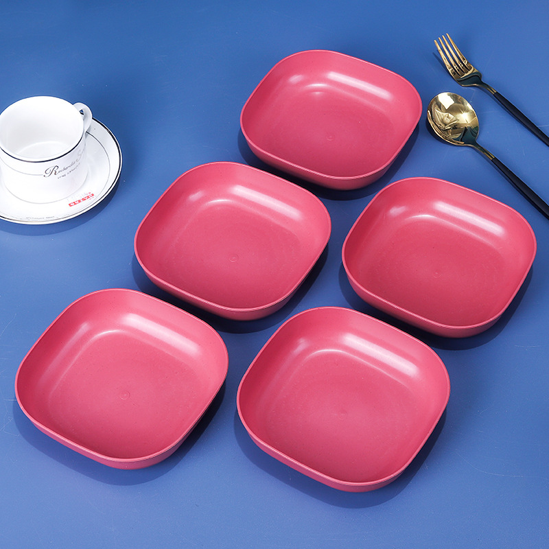 Paja DE TRIGO 15cm cuadrado plato profundo creativo mayor restaurante pala plato resistente a la caída plato de la torta hogar pequeño plato