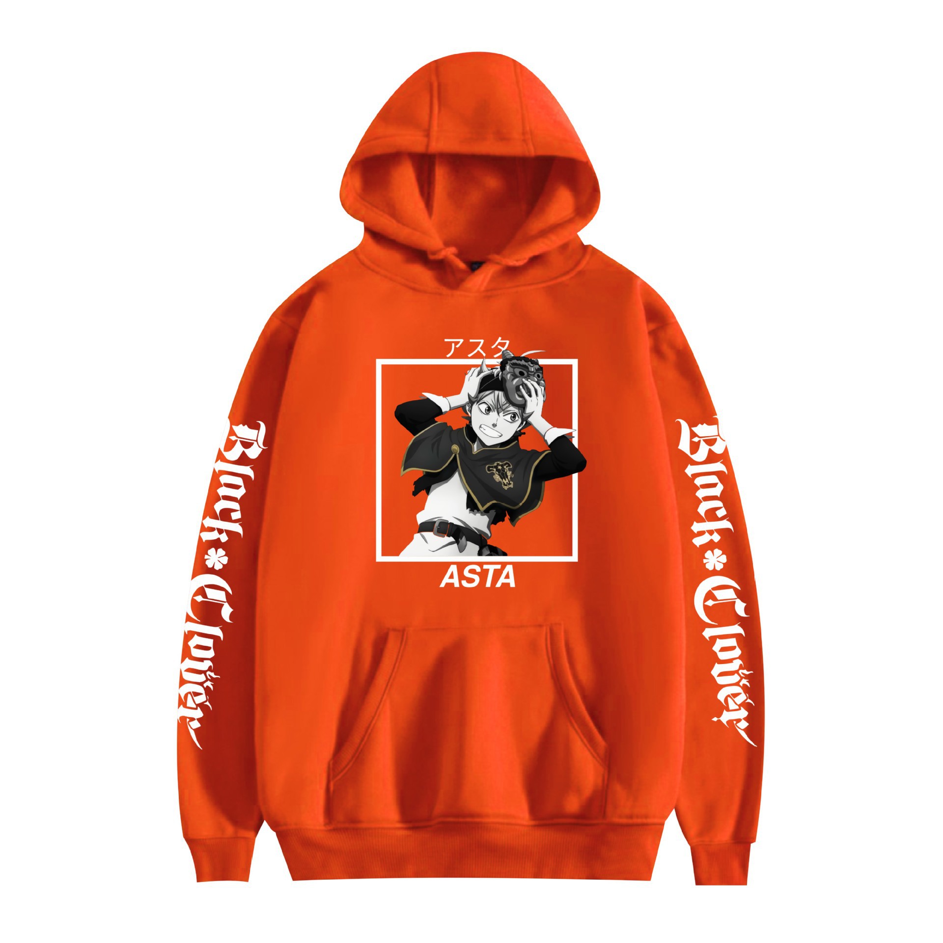 Suéter con capucha periférico de animación de trébol de cuatro hojas negro bidimensional marca de moda sudadera con capucha suelta casual más chaqueta de terciopelo nuevo