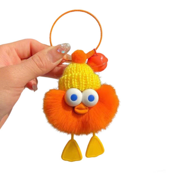 Cute Imitation Rabbit Fur Little Duck Backpack Fur Ball Pendant DIY Handmade Keychain Bag Jewelry Accessories Fur Ball