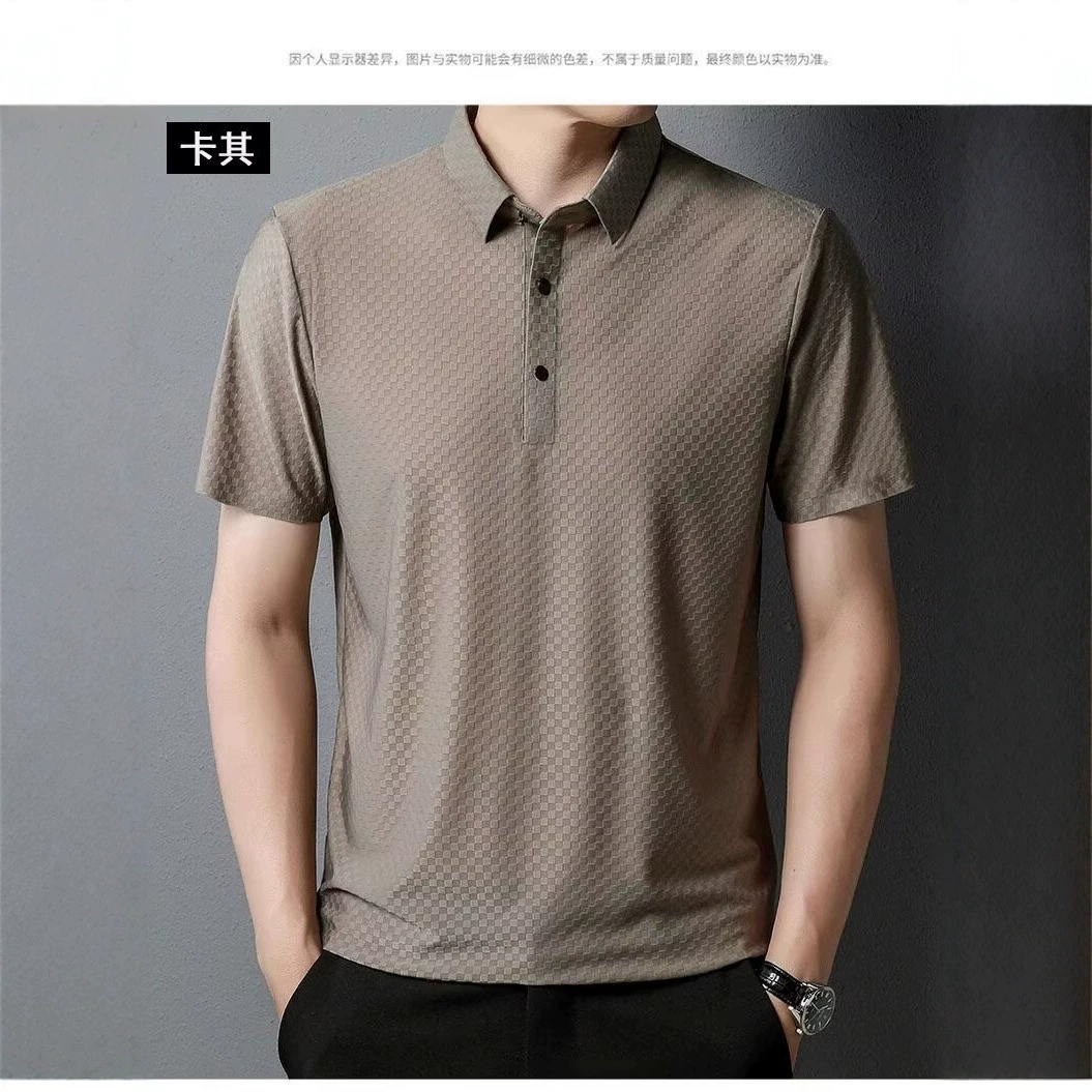 Silk polo, summer thin breathable short sleeve T-shirt for leisure