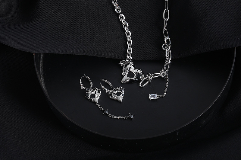 Fashion Heart Shape Copper Plating Hollow Out Inlay Zircon Womenu0027S Earrings Necklace