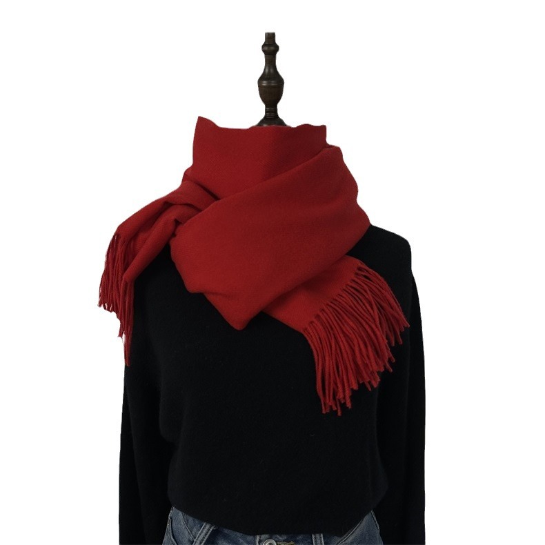 2023 nouveau monochrome pour femme, style décontracté japonais coréen, écharpe chaude, châle à la mode, peau de mouton d'automne et d'hiver_voghion.com