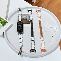 可爱白兔金属腕带适用小米手环9pro表带10表链8pro红米watch5表带
