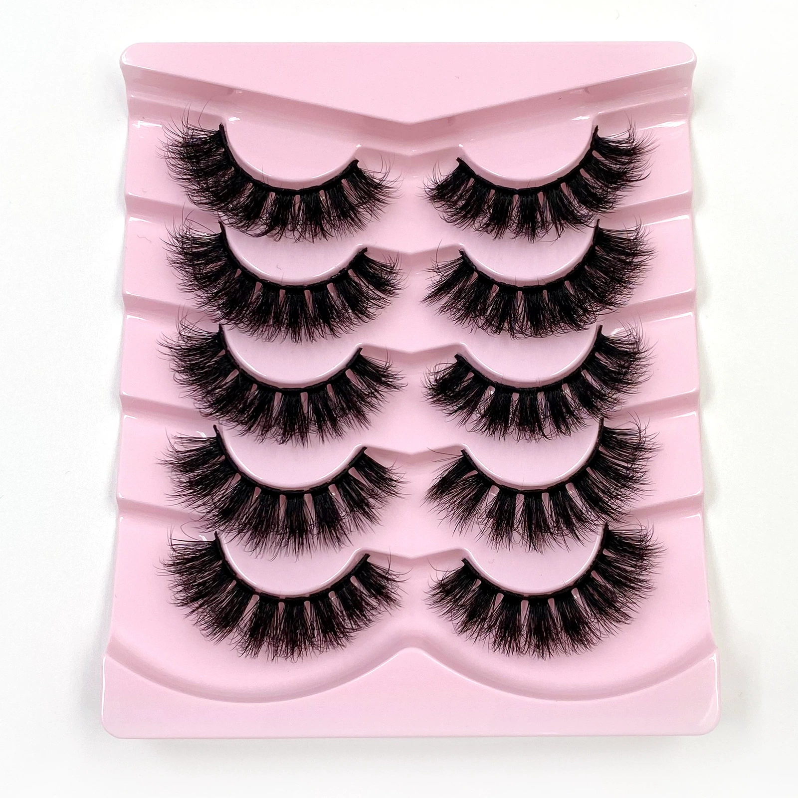 False eyelashes (Shein/Temu/Amazon) D21–D30, thick fluffy messy‑fur styles, multi‑pair trays