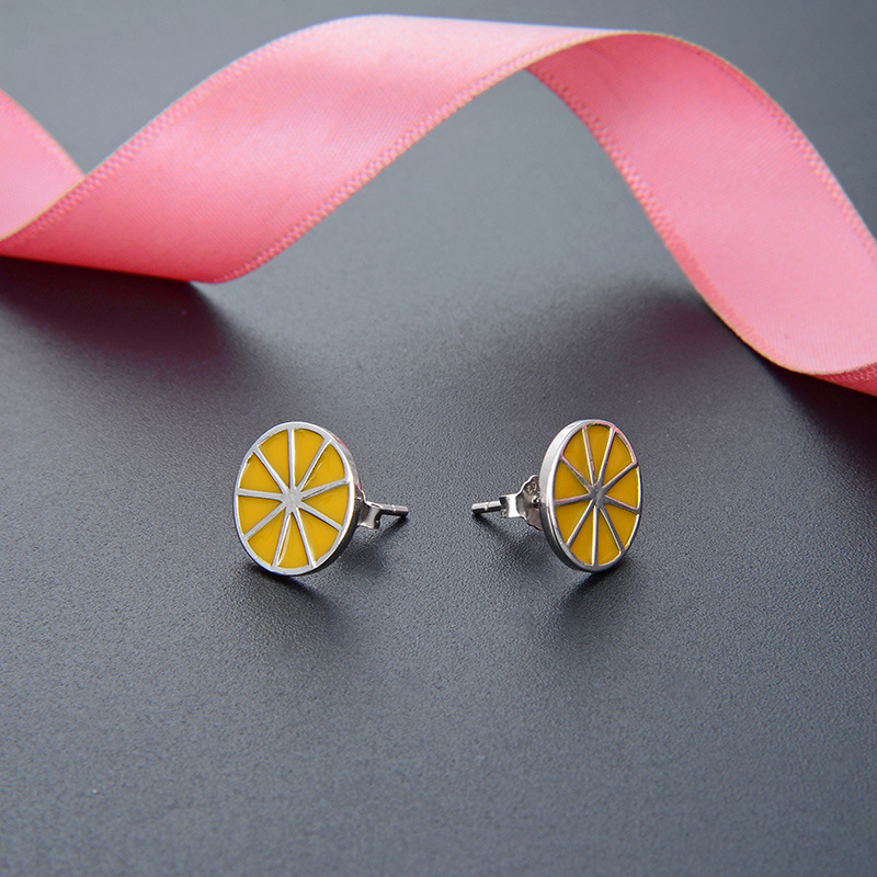 925 pendientes de plata esterlina creativos japoneses y coreanos naranja rojo limón red rojo inins encantador estilo de joven fresco pernos de aretes