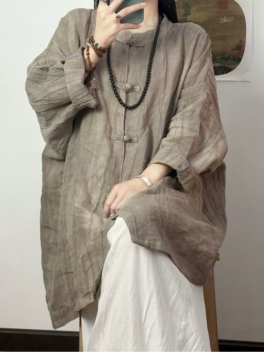 Новая крутая свободная рубашка в китайском стиле, костюм дзен, костюм Тан, топ, рубашка из хлопка и льна, чайный костюм, верхняя одежда в китайском стиле, супер фея