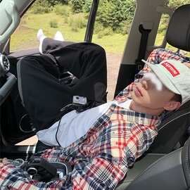 美式复古设计感拼色条纹长袖衬衫男女韩版破洞休闲宽松情侣外套潮