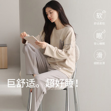 2025睡衣女春秋冬新款全棉套头单面精梳紧密纯棉可爱家居服套装批
