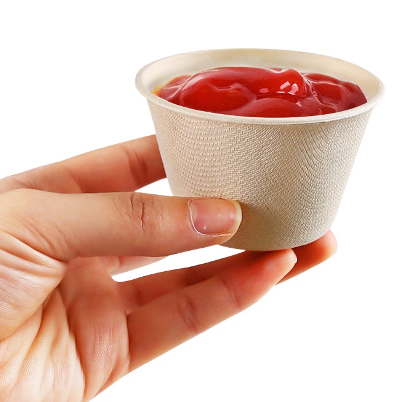 Disposable Straw Pulp Sauce 2 oz Seasoning Box Sealed Salsa Dressing Oil Bottle Degradable Meal Box Seasoning Cup