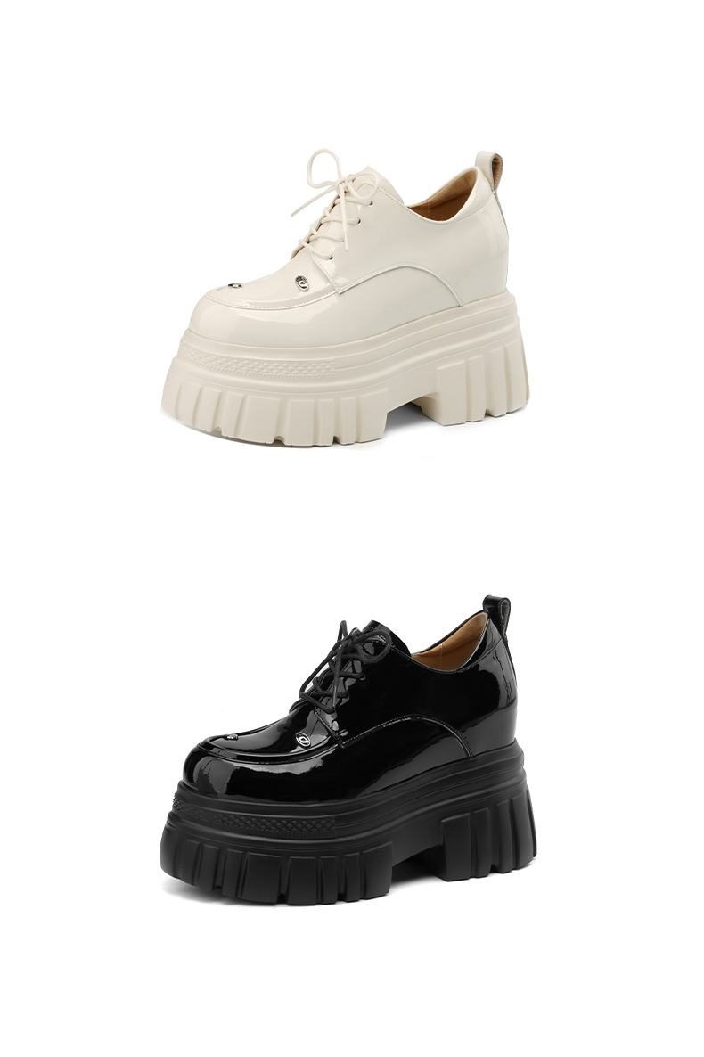 Giày loafer nữ đế xuồng dây buộc phong cách Anh quốc — màu đen chi tiết 19