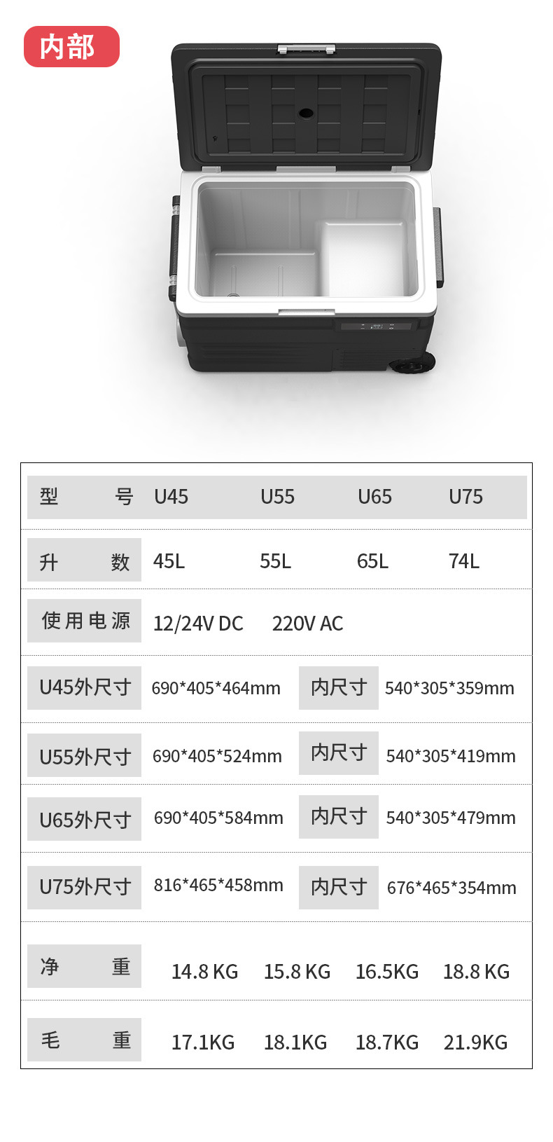 Ice Tiger Compressor Car Refrigerator Refrigeration 45/55L Car Home Dual-Use 12V24V Small Refrigerated Refrigeration Cross-Border