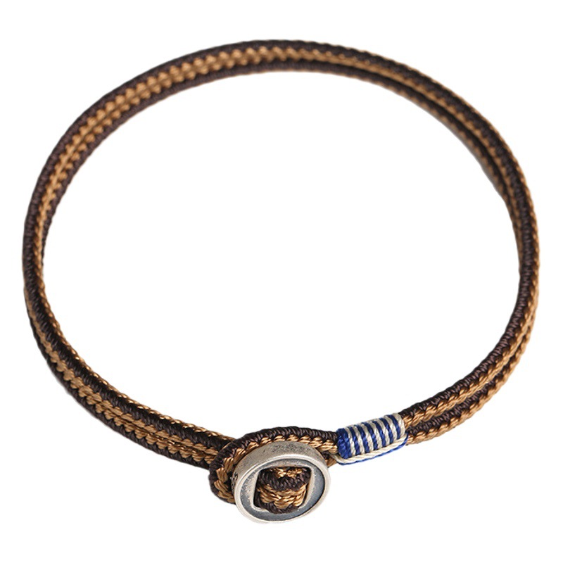 Longjie pulsera tejida a mano de los hombres de moda 925 Botón de Plata Xiao pulsera nicho Star Wars mismo estilo pareja regalo