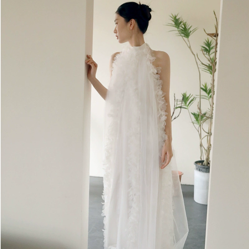 Французское утреннее платье для женщин невесты с висит шеи свет свадебное платье Свадебная ночная рубашка носить цветок платье плюс размер