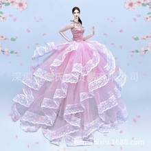 浅粉色玫瑰花边裙 换装娃娃 30厘米婚纱 2021亚马逊电商