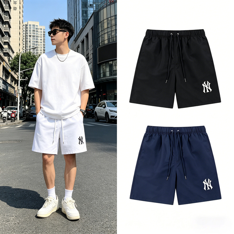 26 New Mlb Embroidered Logo Unisex Couple's Shorts Ny Woven Summer Shorts Korean Trendy Brand
