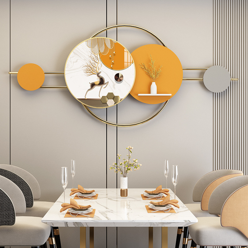 新款金属一体画壁挂画立体玄关餐厅墙面晶瓷组合装饰画壁饰置物架