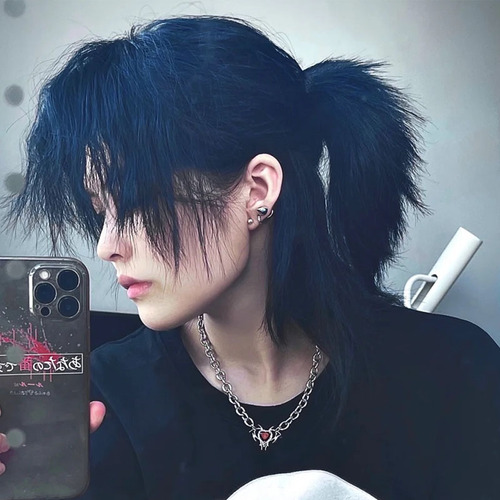 Wig Day Japanese Style Stylish Unisex Mullet Haircut Loose Natural Wolf Tail Wig for Men and Women, In Stock, Drop Shipping One Piece