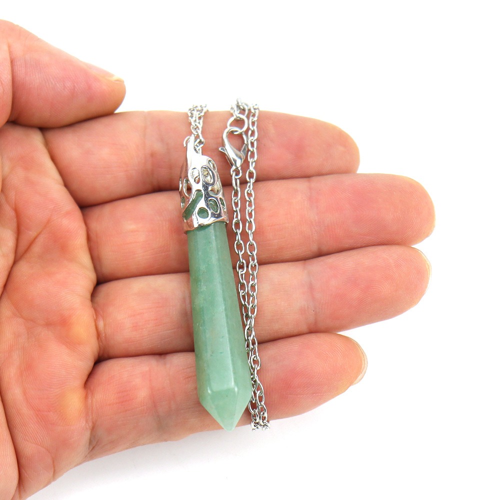 Retro Leaf natural stone Inlay Agate Pendant Necklace 1 Piece