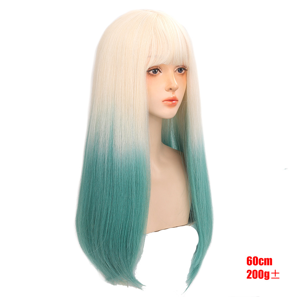Synthetic wig Women's Straight Daily Popular Gradual Cos Round Face JK Lolita Long Hair Full Head Set_voghion.com