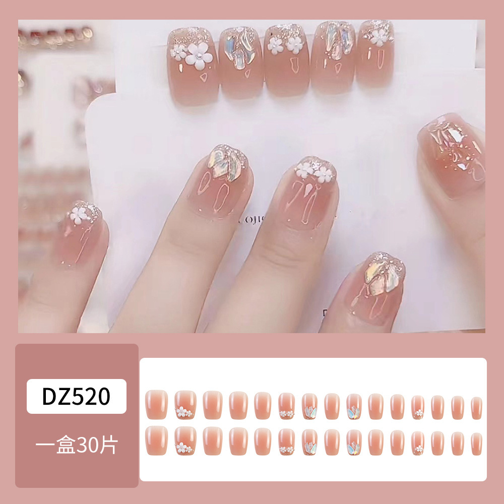 30 piezas de uñas postizas en caja, uñas de alta gama populares para llevar, puntas de uñas versátiles y de moda, gran venta al por mayor.