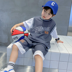 童裝男童夏季短袖套裝2024新款中大兒童夏款運動籃球服寬鬆透氣潮