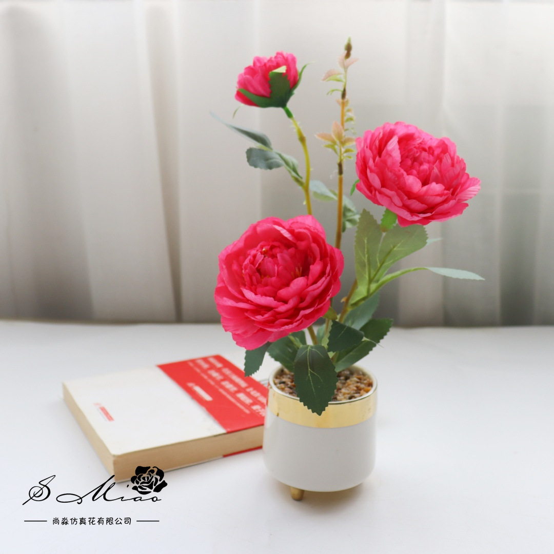 Flores falsas de alta calidad camellia pequeña flor de bonsai de moda decoración creativa plantación verde artificial simulación maceta