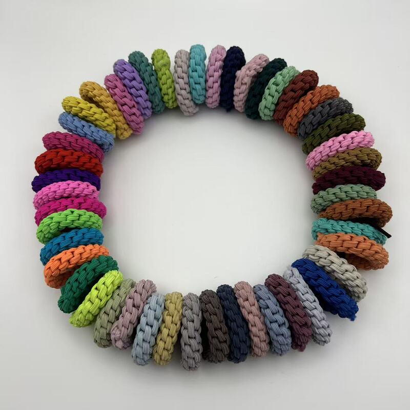 Durable High-Elasticity Color-Blocked Hair Tie Hand-Woven Loop 2026 New Style Bun High Ponytail Hair Tie for Women
