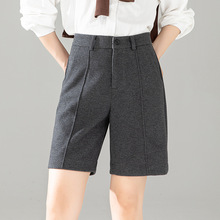 如果2025年冬季新款复合韩版休闲五分裤女高腰显瘦加厚直筒裤8257