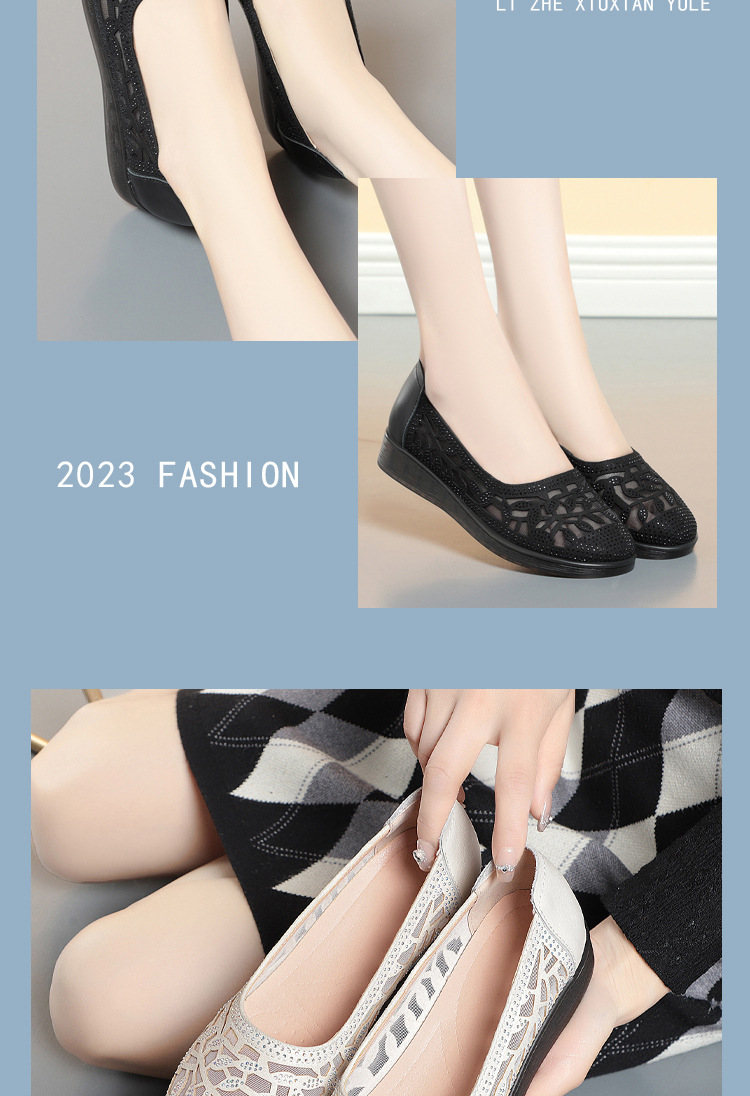 Giày sandal nữ lưới hở mũi đế bệt cao su mềm — màu be chi tiết 10