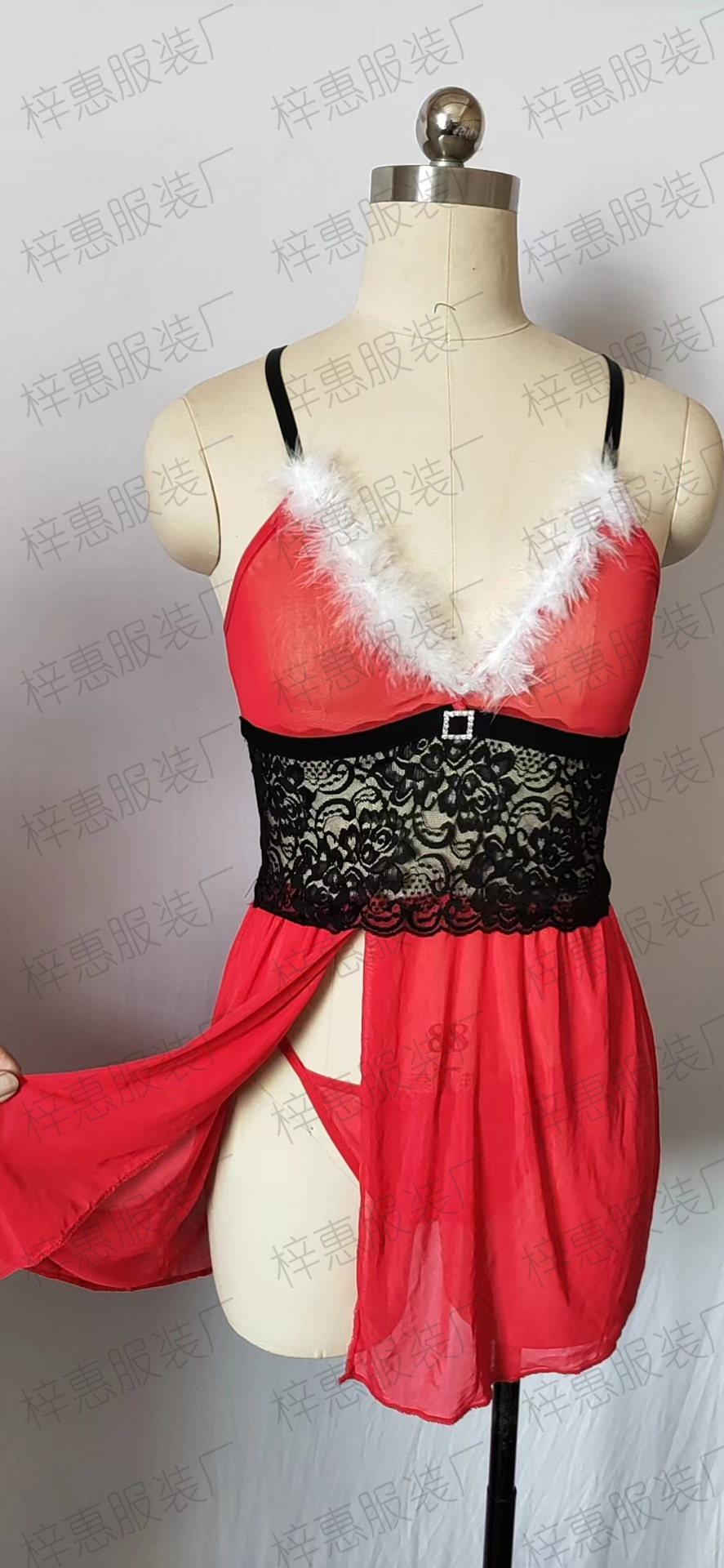 Europa y América Navidad sexy traje Cosplay uniforme seductora PAPEL DE Navidad encaje malla ropa interior para las mujeres