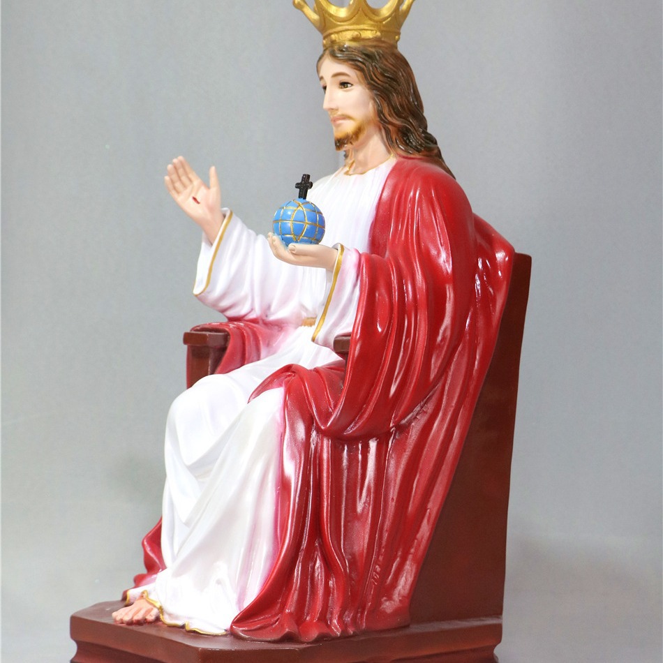 50cm transfronterizo del trono del rey, estatuas de la iglesia de la casa decora la sala de estar de la figura principal