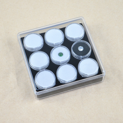 9mm Transparent Acrylic Jewelry Loose Gemstone Colorful Gemstone Ring Setting Craft Bead Storage Display Simple Packaging Box