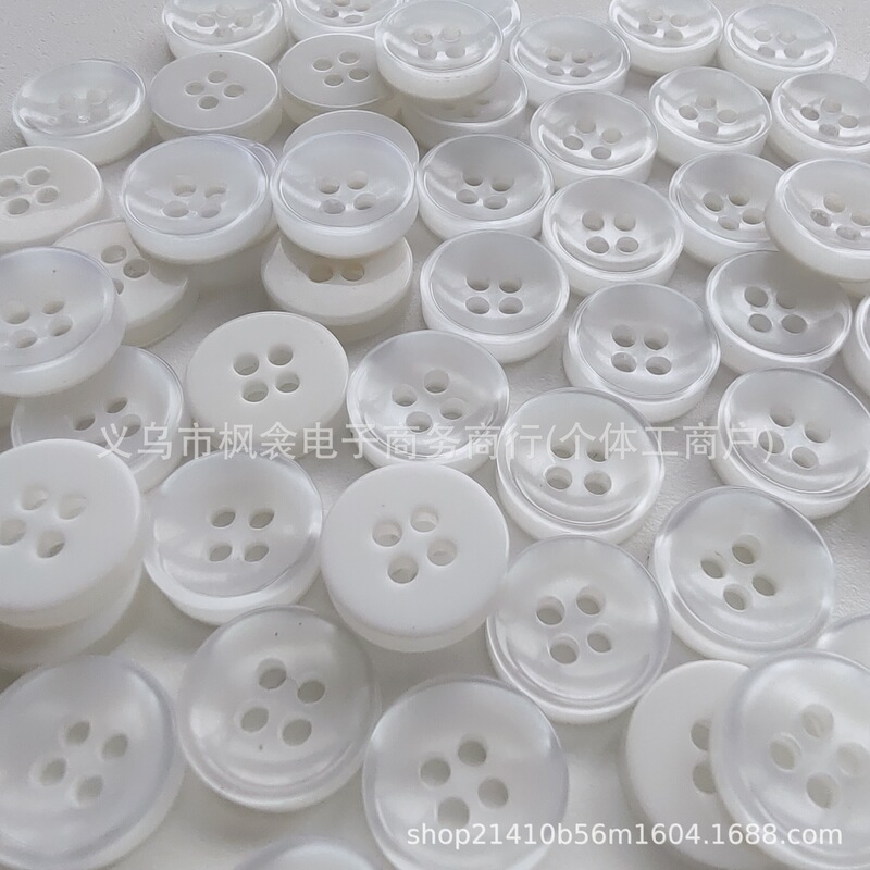 Four-Hole Bowl-Shaped Buttons, Pearlescent Shirt Buttons, Transparent White Small Buttons, Hand-Sewn Small Buttons Four-Hole Bowl-Shaped Buttons, Pearlescent Shirt Buttons, Transparent White Small Buttons, Hand-Sewn Small Buttons
