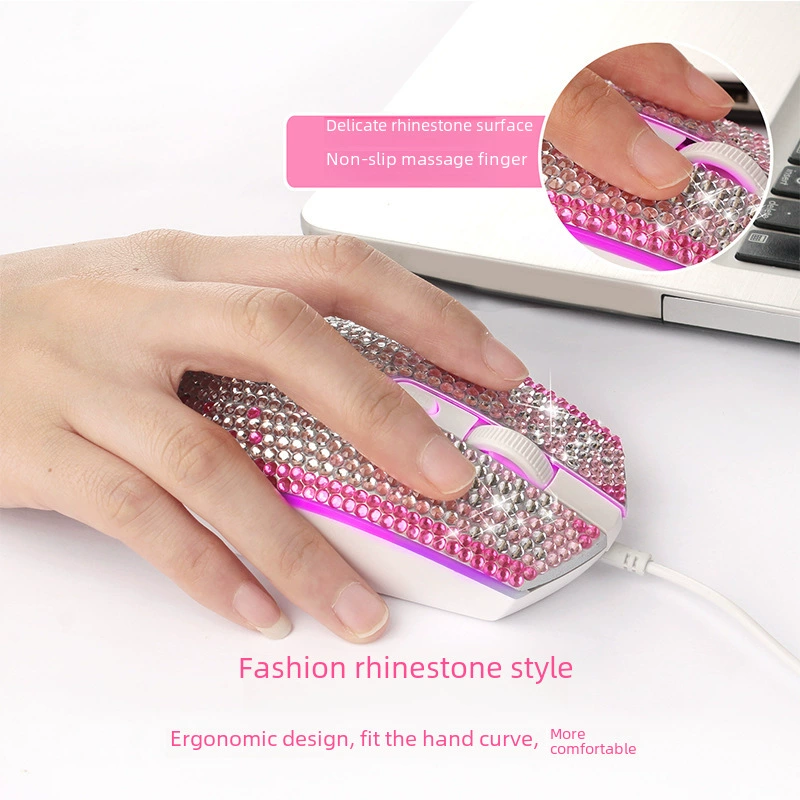Кристалл RhineStone Мышь Компьютерные Аксессуары Электронный Подарок Цветной Смеющийся Алмаз Проводная Мышь