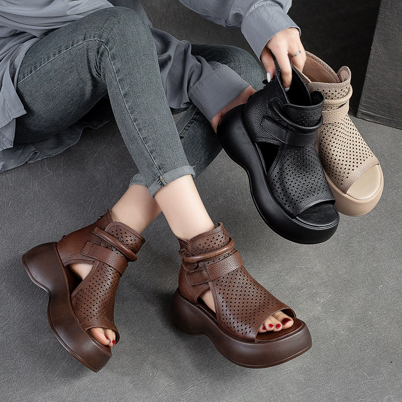 Summer breathable comfortable sandals platform with velcro