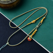 高端手工编织吊坠挂绳黄金玉石翡翠玉佩挂件项链绳毛衣链纯手工