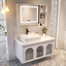 岩板台上盆PVC浴室柜组合卫生间洗手洗脸洗漱池台盆智能镜柜套装