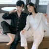 Thin black long-sleeve, trousers