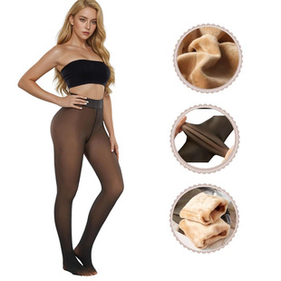 Cross-Border Plus Size 125kg Wearable Tights for Women, Winter Warm Pantyhose with Fake Translucent Slimming Legs All-In-One